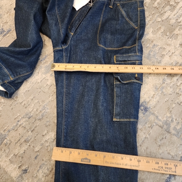 Lands' End Lined Cargo Jeans Darkwash Straight 7 Pockets Size 14 - Picture 15 of 16